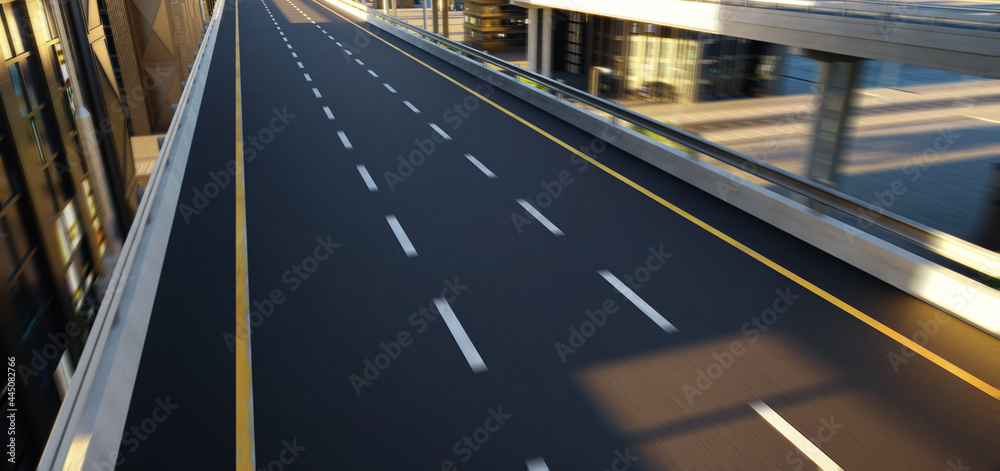 Top angle view of movement straight asphalt freeway Top angle view of movement straight asphalt freeway
