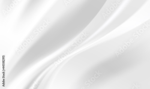 Abstract smooth elegant luxury white fabric texture background with copy space. Closeup of rippled white silk fabric.Abstract white cloth or liquid wave vector background.Cloth soft wave. Vector EPS10