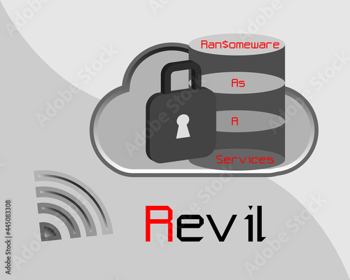 Revil is a type of ransomware that using as a services in attacking unsuspected victim. Cyber security concept. photo