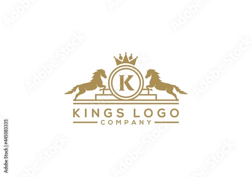 Luxury golden royal horse logo design inspiration