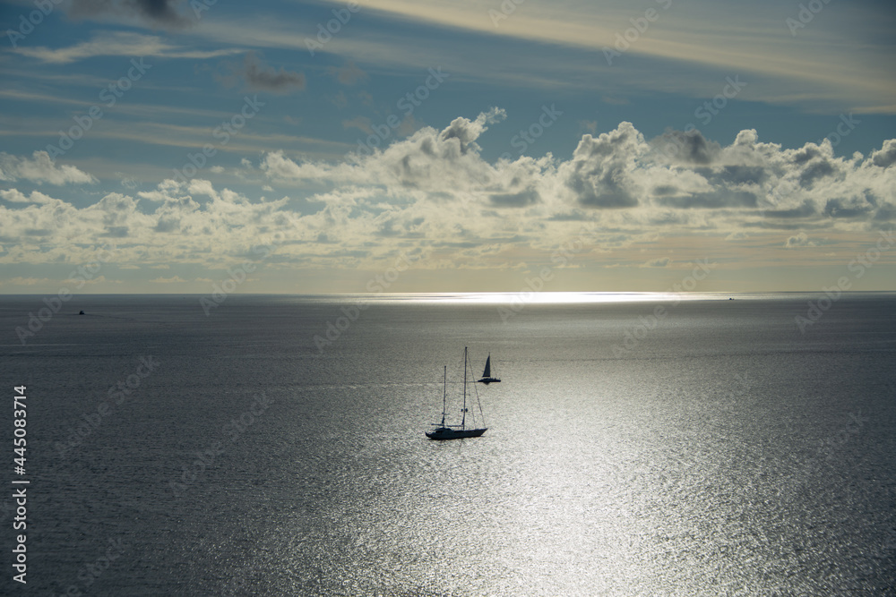 Fototapeta premium beautiful sea summer with boat at Phuket province, Thailand. subject is blurred and noise.
