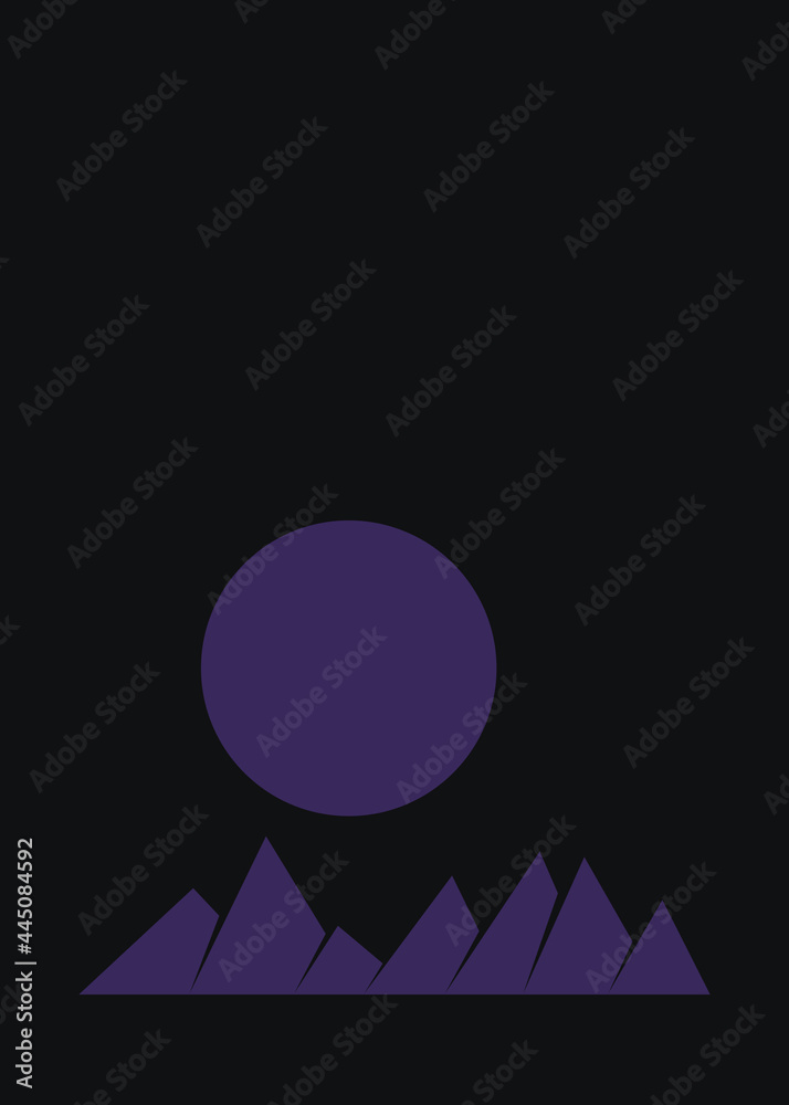 Geometric Mountains silhouette landscape art poster illustration Geometric Mountains silhouette landscape art poster illustration