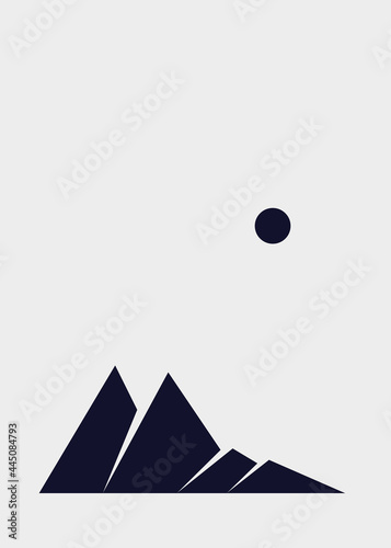 Geometric Mountains silhouette landscape art poster illustration