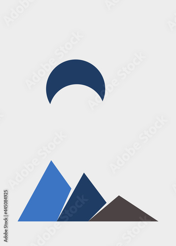 Geometric Mountains silhouette landscape art poster illustration