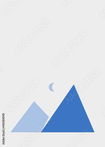 Geometric Mountains silhouette landscape art poster illustration