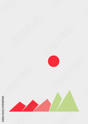 Geometric Mountains silhouette landscape art poster illustration