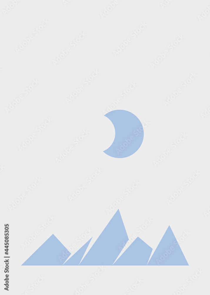 Geometric Mountains silhouette landscape art poster illustration Geometric Mountains silhouette landscape art poster illustration