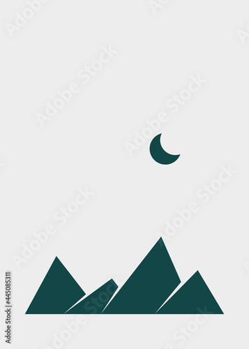 Geometric Mountains silhouette landscape art poster illustration
