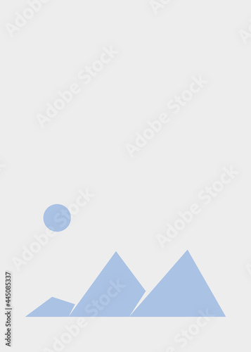 Geometric Mountains silhouette landscape art poster illustration