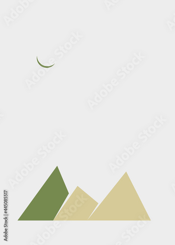 Geometric Mountains silhouette landscape art poster illustration