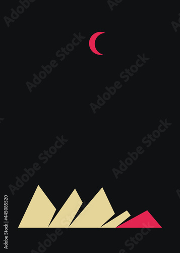 Geometric Mountains silhouette landscape art poster illustration