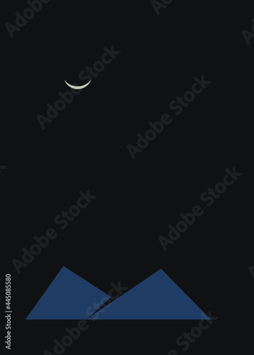 Geometric Mountains silhouette landscape art poster illustration