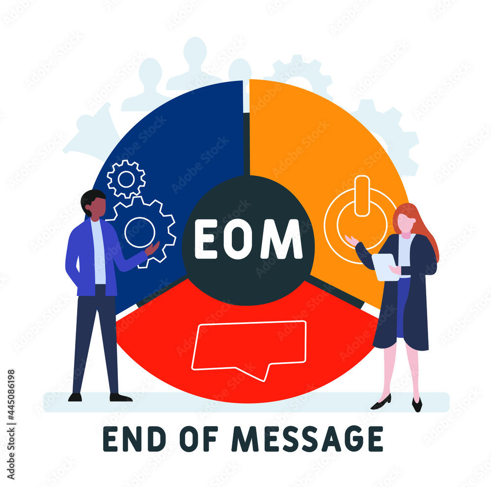 Flat design with people. EOM - End Of Message acronym. business concept background. Vector illustration for website banner, marketing materials, business presentation, online advertising Flat design with people. EOM - End Of Message acronym. business concept background. Vector illustration for website banner, marketing materials, business presentation, online advertising