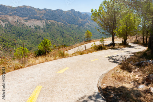 Road through Coll de rates uphill into mountains