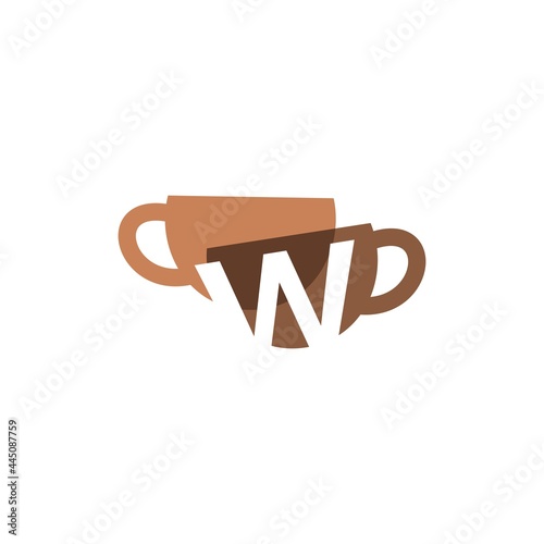 w letter coffee cup overlapping color logo vector icon illustration
