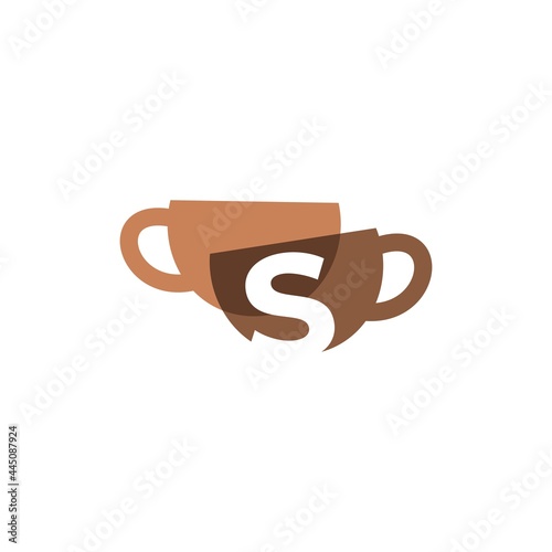 s letter coffee cup overlapping color logo vector icon illustration