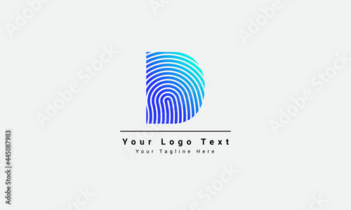 D letter Fingerprint logo. Vector Technology design template elements, Initial letter d vector Icon Fingerprint Concept, Abstract geometric logo. Beautiful logo. Creative logo. D letter line logo