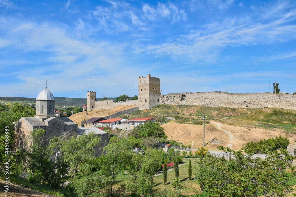 Ancient Genoese fortress walls in Feodosia city