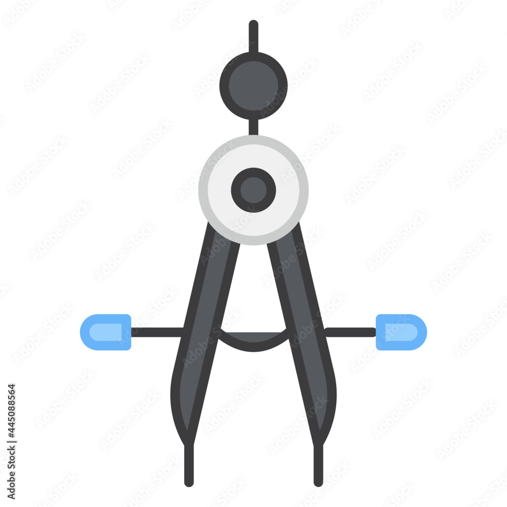 An icon design of geometry compass, divider vector An icon design of geometry compass, divider vector