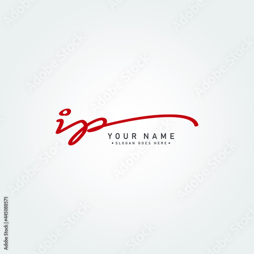 Initial Letter IP Logo - Handwritten Signature Logo