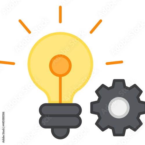 Gear with light bulb, icon of idea generation
