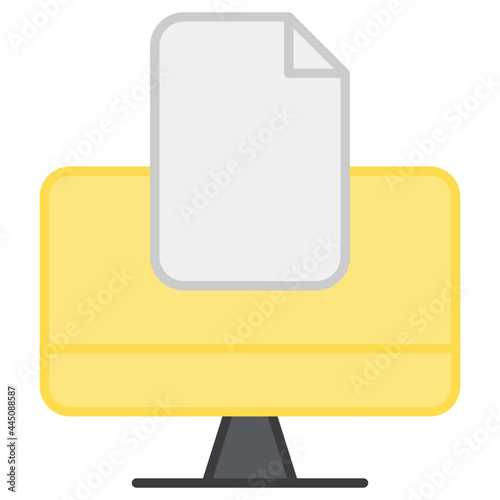 Free Download Folded paper inside monitor, flat design of online file - GFXLoad