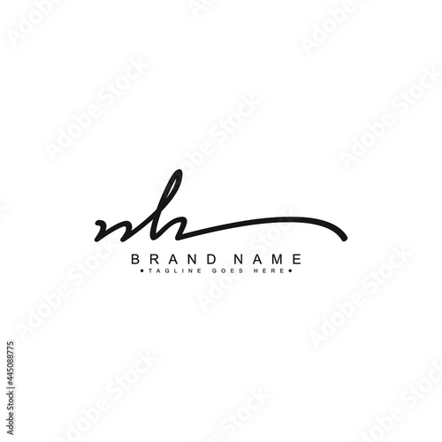 Initial Letter NH Logo - Handwritten Signature Logo photo