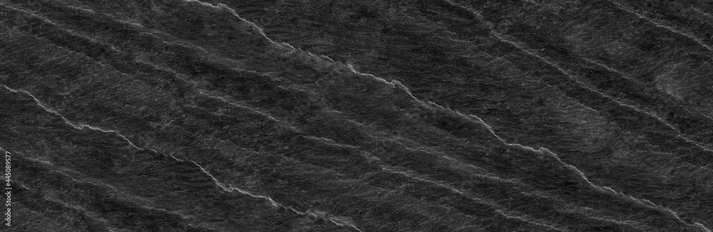 Panorama black lined marble stone background with copy space. Black grunge banner with rock texture. Panorama black lined marble stone background with copy space. Black grunge banner with rock texture.