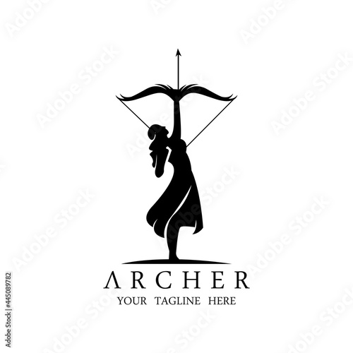 Athena Minerva Silhouette with , Royal archer Logo Design