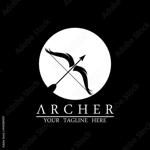 Athena Minerva Silhouette with , Royal archer Logo Design