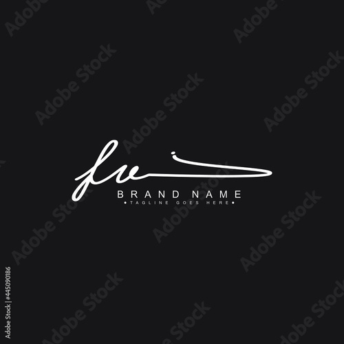 Initial Letter FV Logo - Hand Drawn Signature Logo photo