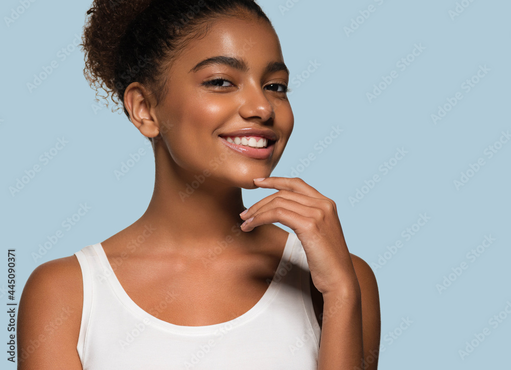 African american woman beauty healthy skin natural beauty happy smile