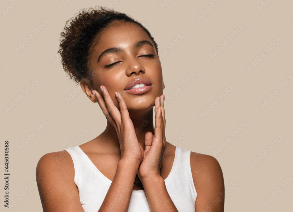 African american woman beauty healthy skin natural beauty happy smile African american woman beauty healthy skin natural beauty happy smile
