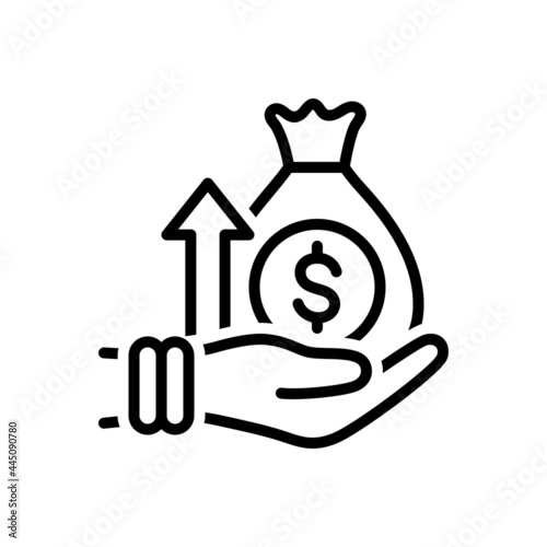 Black line icon for raising