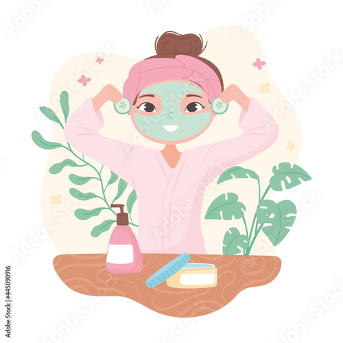 woman apply facial mask