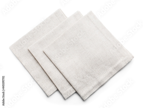 Fabric napkins on white background