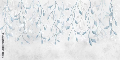 Obraz małe delikatne liście na jasnym tle