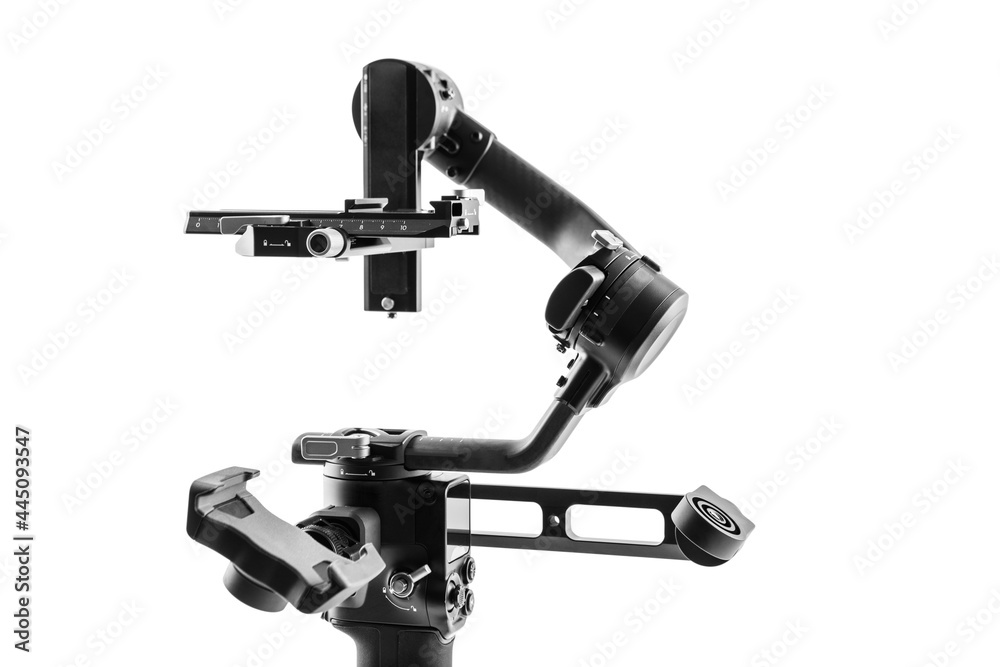 Camera Gimbal Stabilization Tripod System on a white background Camera Gimbal Stabilization Tripod System on a white background