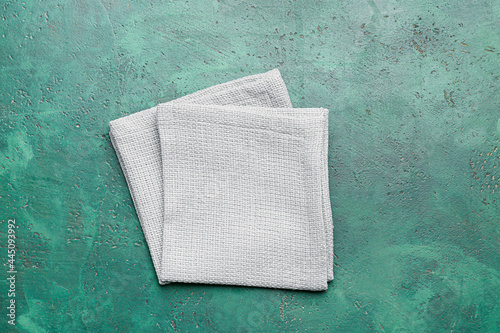 Folded gray kitchen towel o...