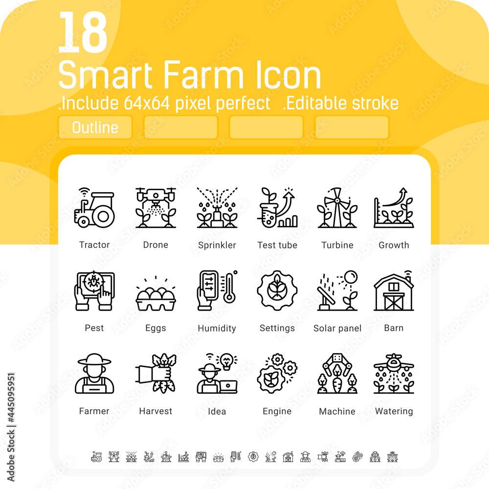 Vector smart farm icon set isolated on white background. Illustration ...