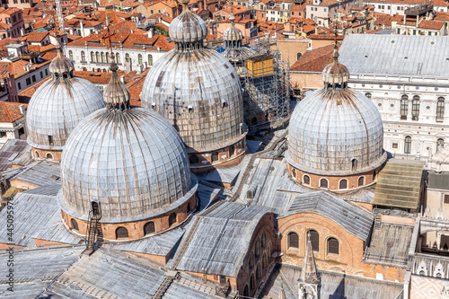 scenic view to roof of san marco cathedral in Venice