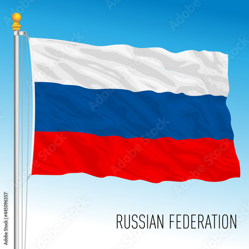 Russia Federation official national flag, asiatic and european country, vector illustration