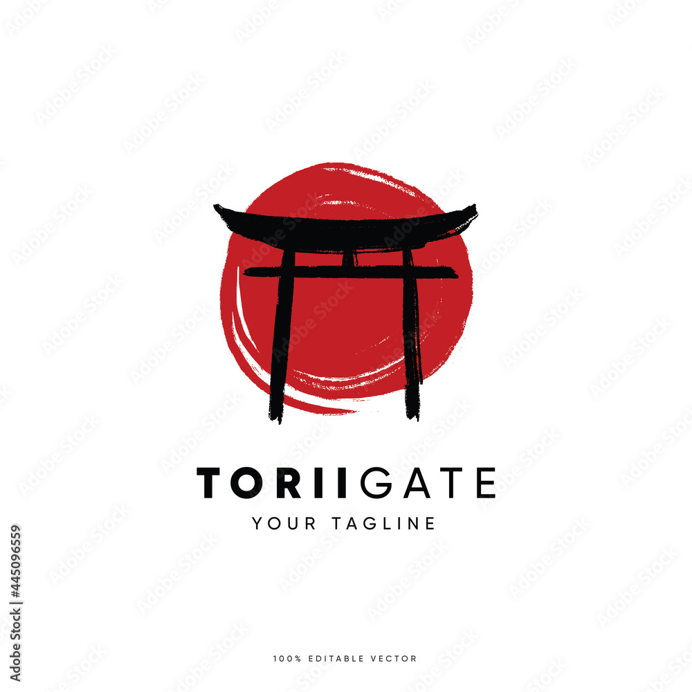 Japanese traditional gate logo design. Torii gate logo vector. Japan