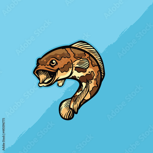 snake head fishing logo template photo