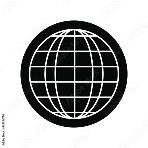 Planetary map globe icon. Vector earth symbol, globe globus pictogram, traveler wide geography symbol or eco-friendly space exploration icon.