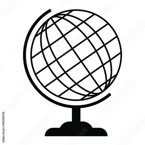 Planetary map globe icon. Vector earth symbol  globe globus pictogram  traveler wide geography symbol or eco-friendly space exploration icon.