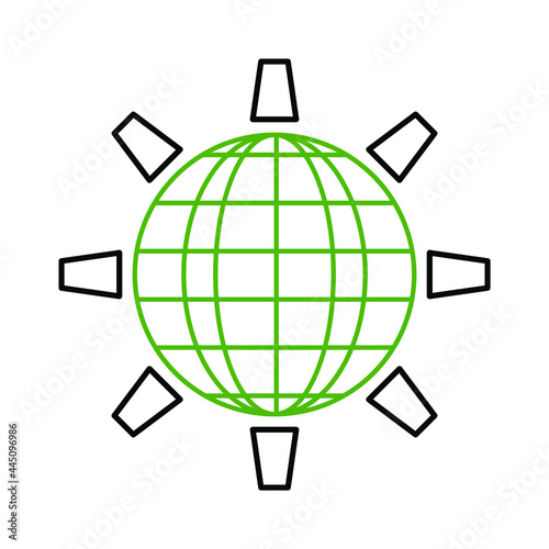 Planetary map globe icon. Vector earth symbol, globe globus pictogram, traveler wide geography symbol or eco-friendly space exploration icon.