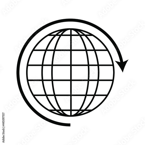 Planetary map globe icon. Vector earth symbol, globe globus pictogram, traveler wide geography symbol or eco-friendly space exploration icon.