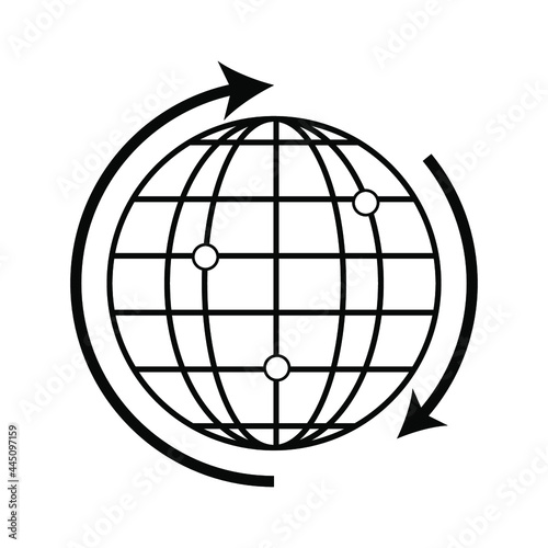 Planetary map globe icon. Vector earth symbol, globe globus pictogram, traveler wide geography symbol or eco-friendly space exploration icon.