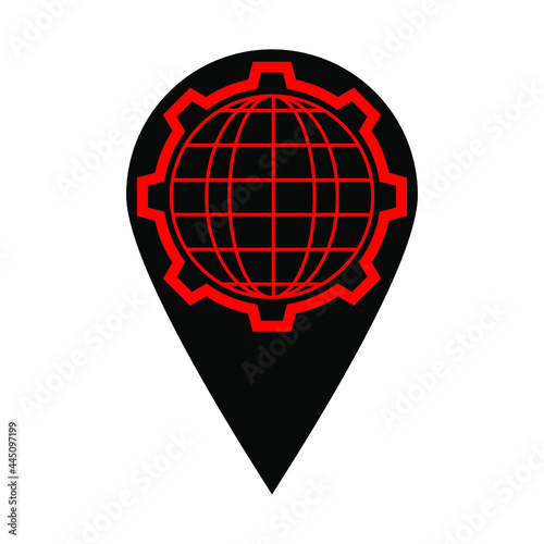 Globe location point icon isolated on white. Vector illustration.